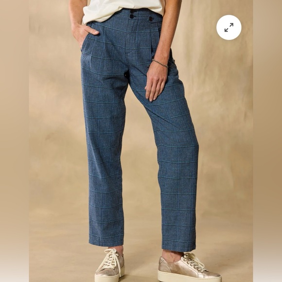 Sundance Vivienne Pants Blue Plaid. Size 12 P - Picture 1 of 11